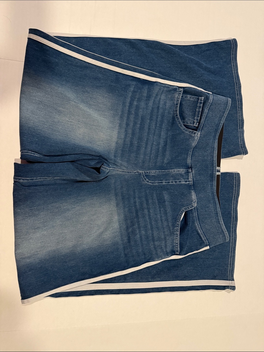 HALARA Dark Blue Wide Leg Denim Pants with White Side Stripes - Picture 3 of 9